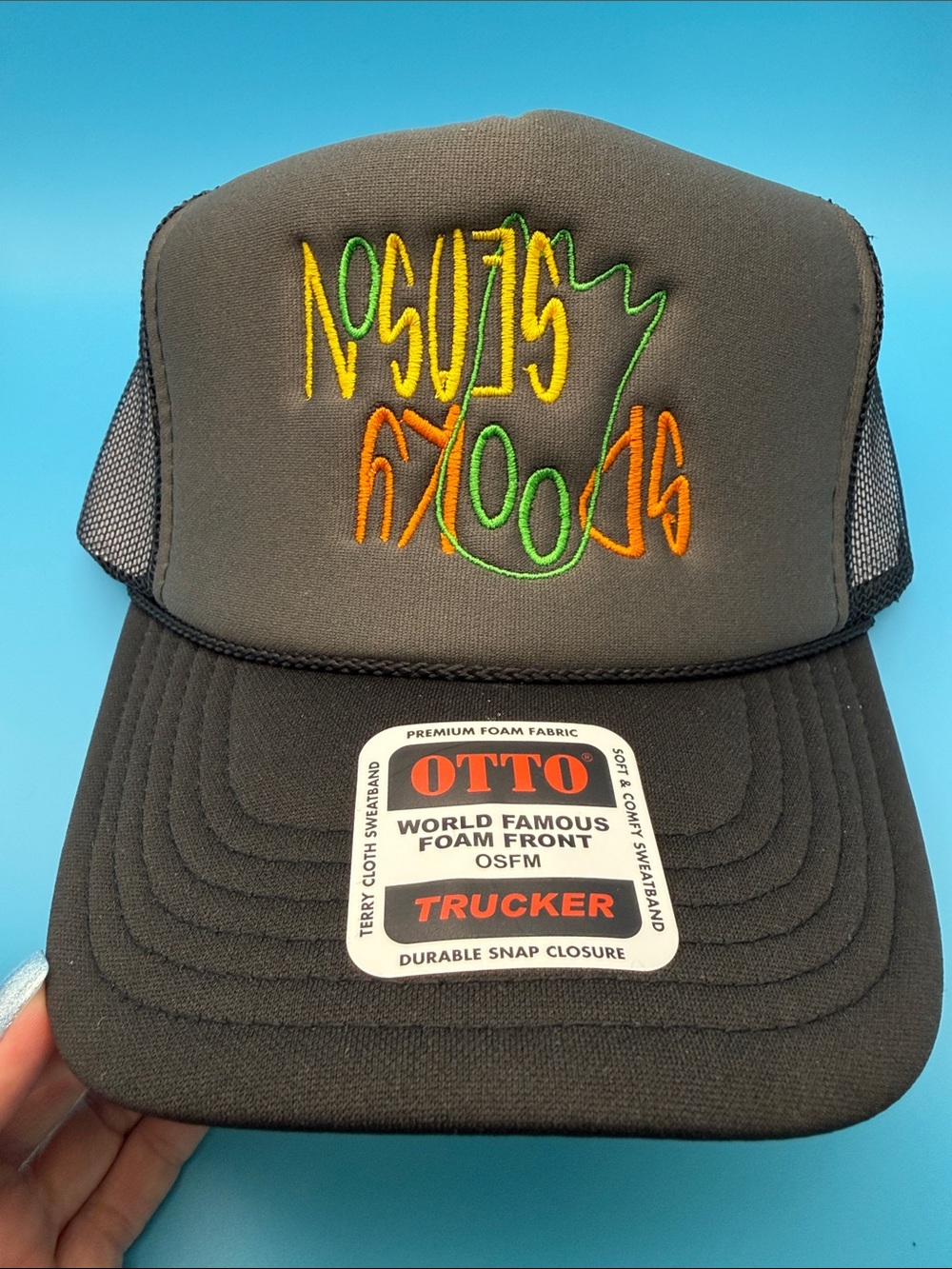 Cute Upside Down Spooky Season Embroidered Trucker Hat Halloween Cap Costume